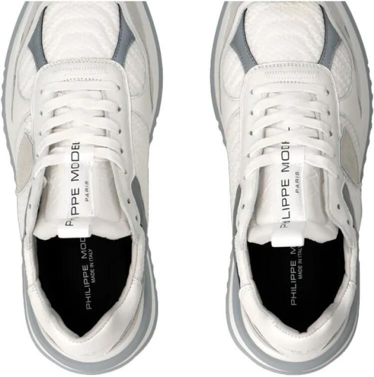 Philippe Model Lage Witte Grijze Sneaker Geborduurd Mesh White Heren