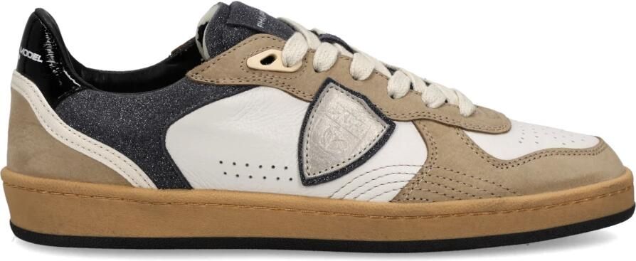Philippe Model Sneakers PGLD XG01 PGAL LOW WOMAN-MIXAGE GLITTER BLANC NOIR