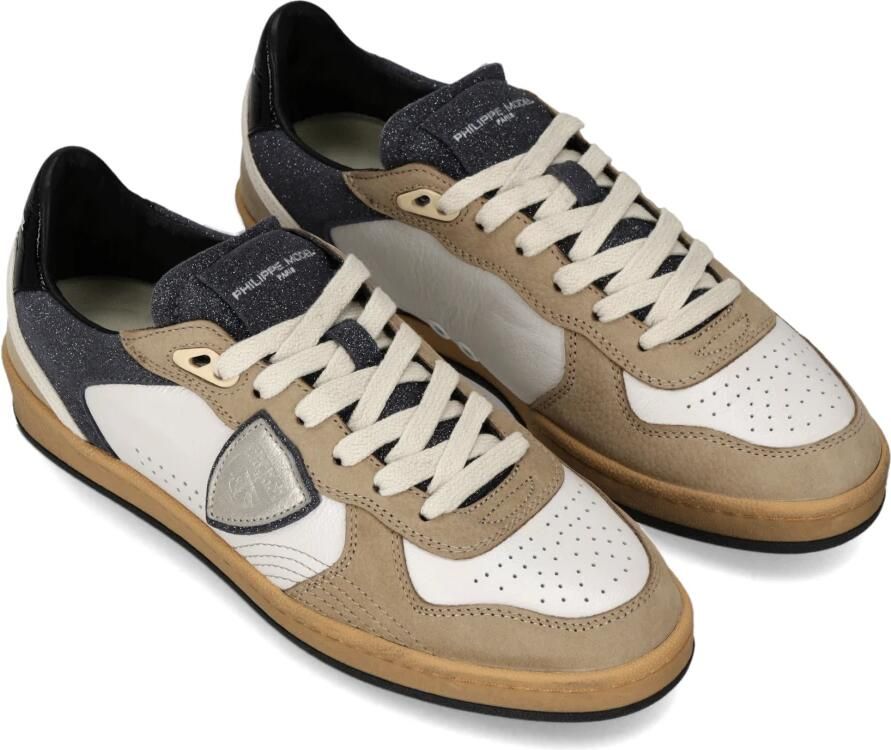 Philippe Model Sneakers PGLD XG01 PGAL LOW WOMAN-MIXAGE GLITTER BLANC NOIR - Foto 2