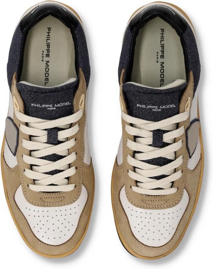 Philippe Model Sneakers PGLD XG01 PGAL LOW WOMAN-MIXAGE GLITTER BLANC NOIR - Foto 3