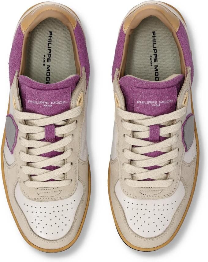 Philippe Model Sneakers PGLD XG03 PGAL LOW WOMAN-MIXAGE GLITTER BLANC FUCSIA - Foto 3