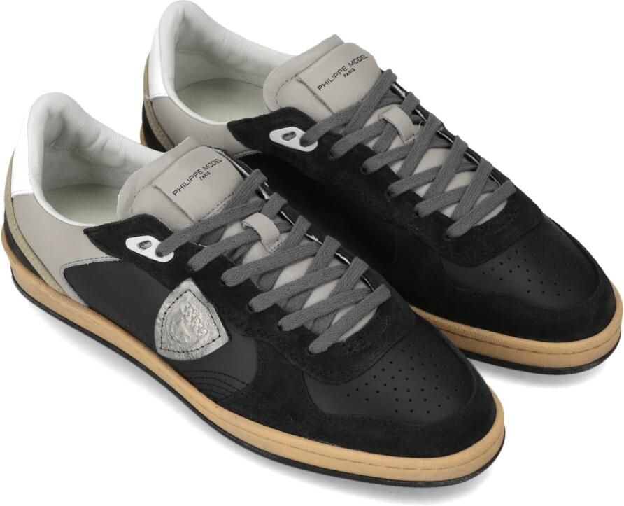 Philippe Model Sneakers PGLU VD07 PGAL LOW MAN-VEAU DAIM NOIR GRIS - Foto 2