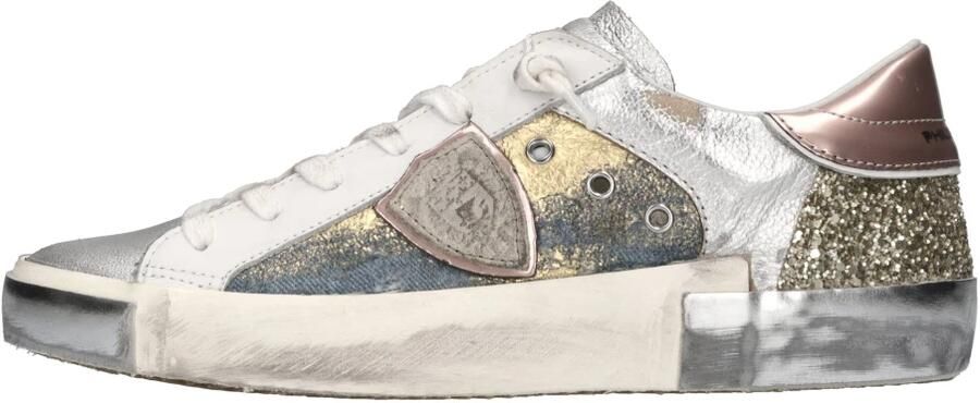 Philippe Model Unieke Lichtblauw Goud Tennisschoenen Multicolor Dames