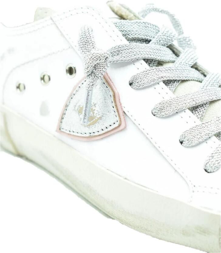 Philippe Model Vintage Leren Sneakers met Geborduurd Zig-Zag Badge White Dames - Foto 3