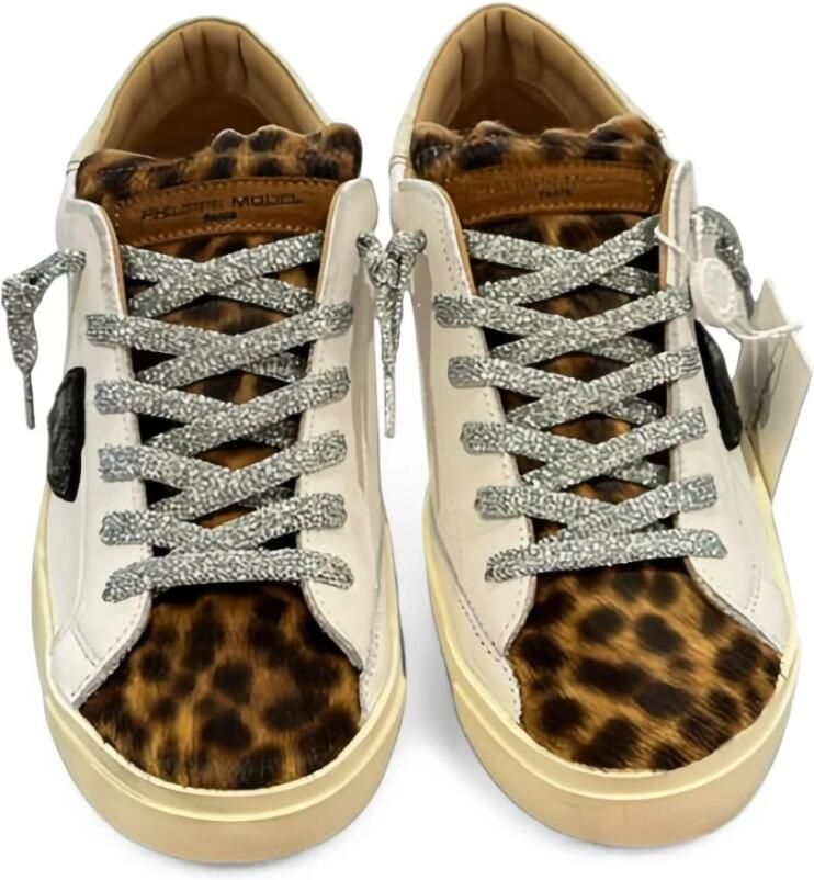 Philippe Model Sneakers PRLD VXA2 PRSX LOW WOMAN-VEAU MIXAGE ANIMALIER BLANC - Foto 3