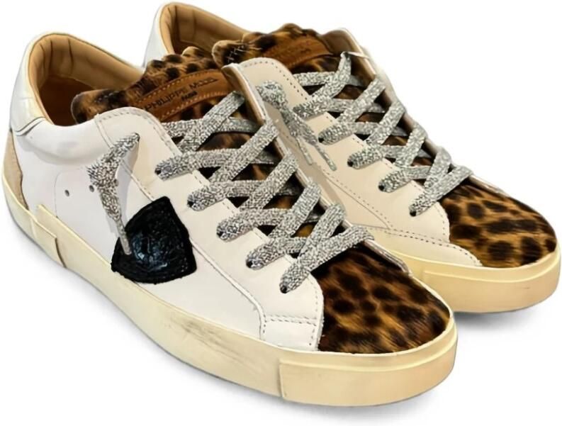 Philippe Model Sneakers PRLD VXA2 PRSX LOW WOMAN-VEAU MIXAGE ANIMALIER BLANC - Foto 5