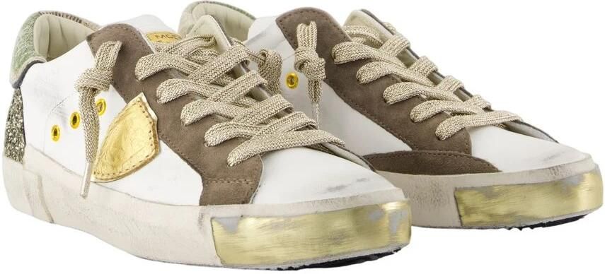 Philippe Model Lage Sneakers PRLD CG01 PARIS X-GLITTER BLANC VERT - Foto 3