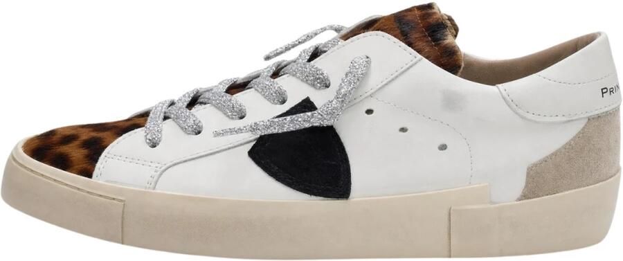 Philippe Model Sneakers PRLD VXA2 PRSX LOW WOMAN-VEAU MIXAGE ANIMALIER BLANC - Foto 7