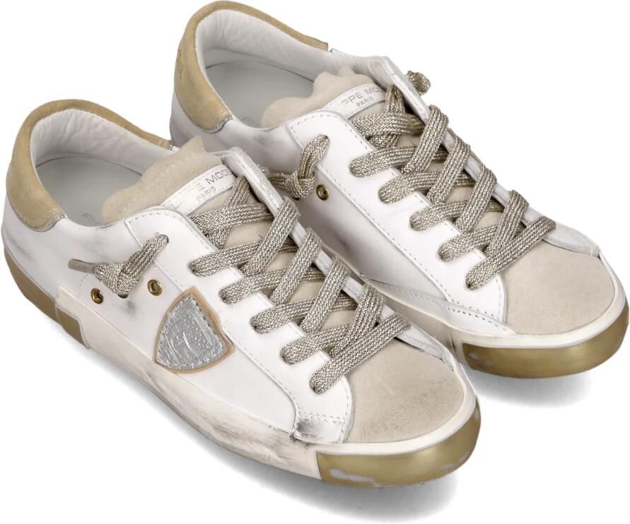 Philippe Model Witte Veterschoenen met Distressed Finish White Dames - Foto 2