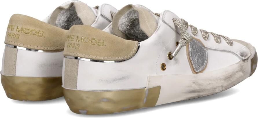 Philippe Model Witte Veterschoenen met Distressed Finish White Dames - Foto 4