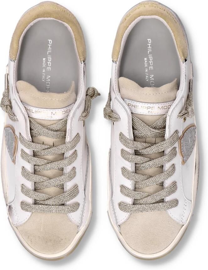 Philippe Model Witte Veterschoenen met Distressed Finish White Dames - Foto 3