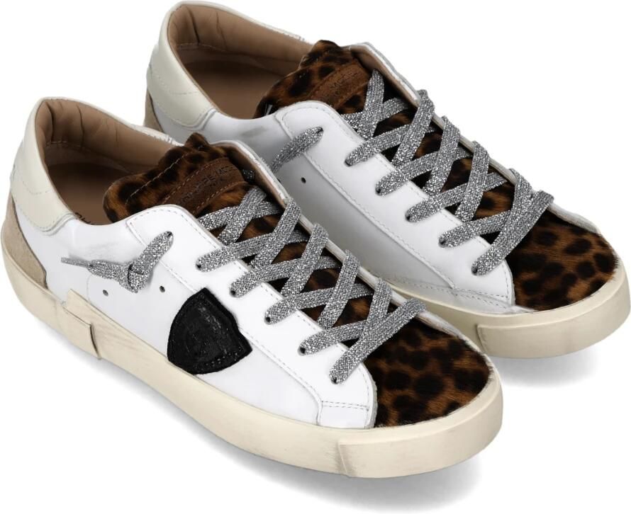 Philippe Model Sneakers PRLD VXA2 PRSX LOW WOMAN-VEAU MIXAGE ANIMALIER BLANC - Foto 2