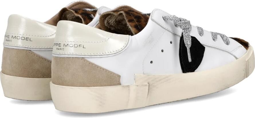Philippe Model Sneakers PRLD VXA2 PRSX LOW WOMAN-VEAU MIXAGE ANIMALIER BLANC - Foto 6