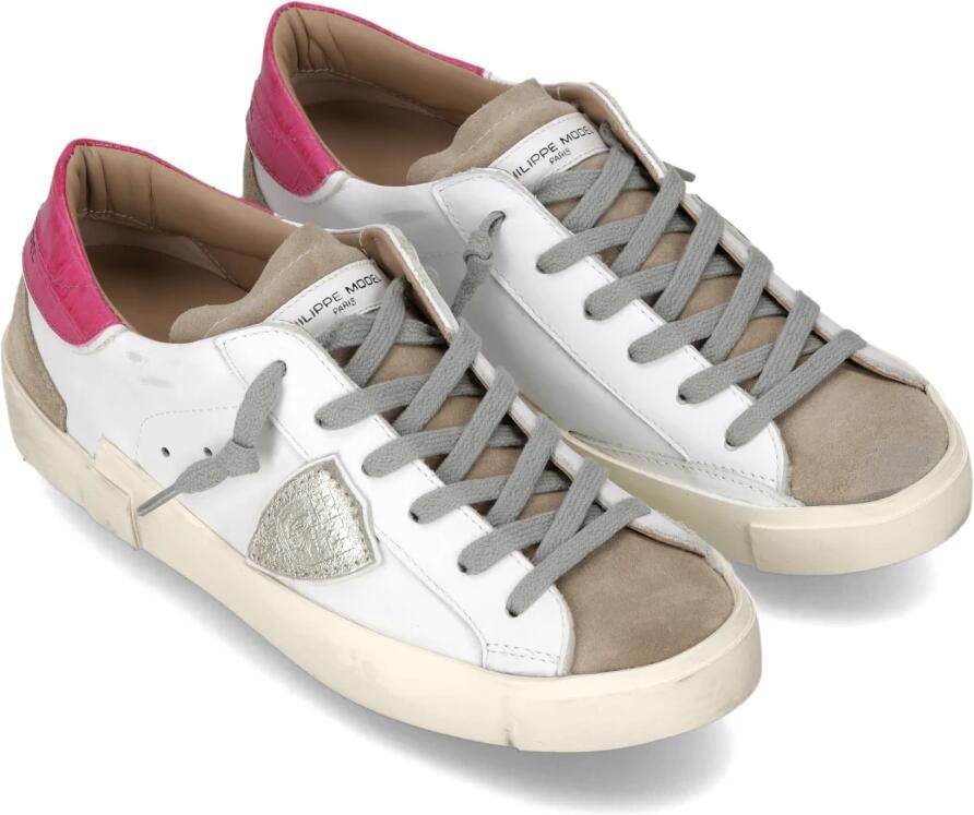 Philippe Model Sneakers PRLD VXC1 PRSX LOW WOMAN-VEAU MIXAGE CROCO BLANC FUCSIA - Foto 2