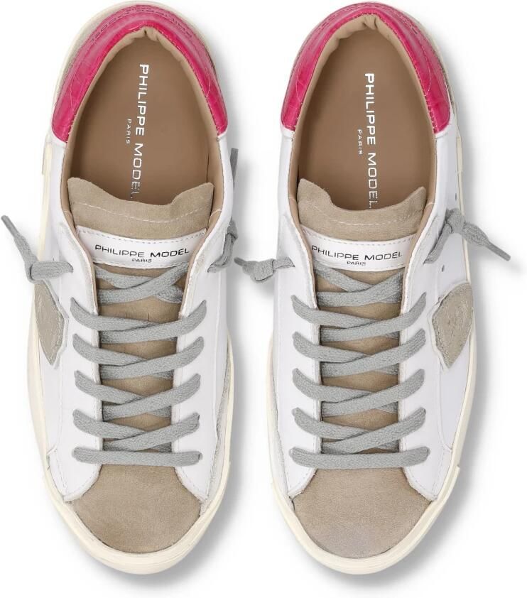 Philippe Model Sneakers PRLD VXC1 PRSX LOW WOMAN-VEAU MIXAGE CROCO BLANC FUCSIA - Foto 3