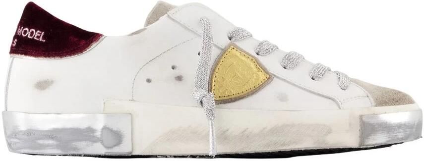 Philippe Model Lage Dames Sneaker in Wit Leer