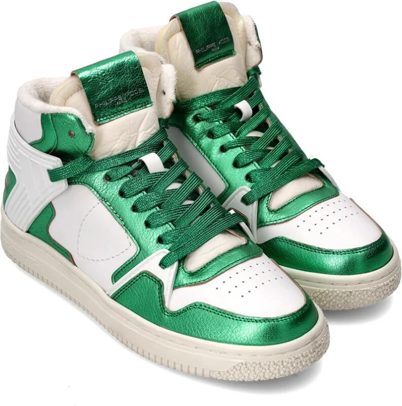 Philippe Model Vintage Groene Leren Sneakers Vrouwen White Dames