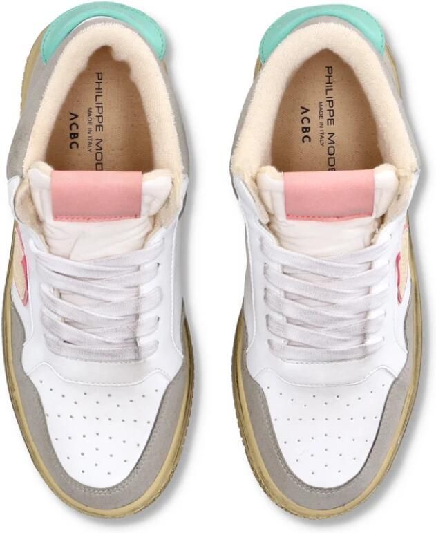 Philippe Model Lyon Dames Tennisschoenen Wit Roze Multicolor - Foto 2