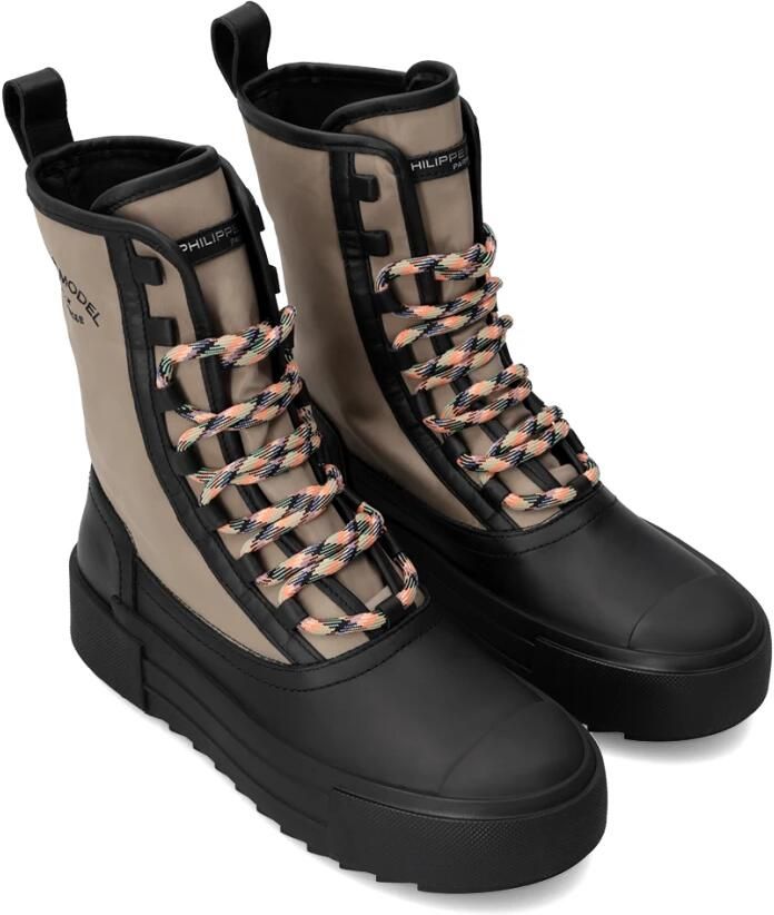 Philippe Model Hoge Top Sneaker Beige Zwart Vrouwen Brown Dames - Foto 3