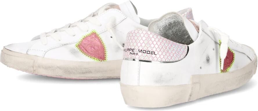 Philippe Model Witte Sneakers met Roze en Zilveren Borduursel - Foto 2