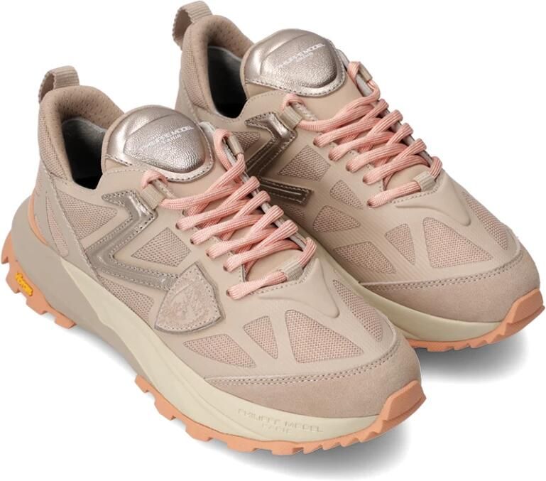 Philippe Model Trekking-geïnspireerde stoffen sneakers met Vibram zool Beige Dames