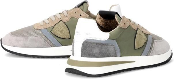 Philippe Model Groene nylon sneakers met suède details Green Heren - Foto 2