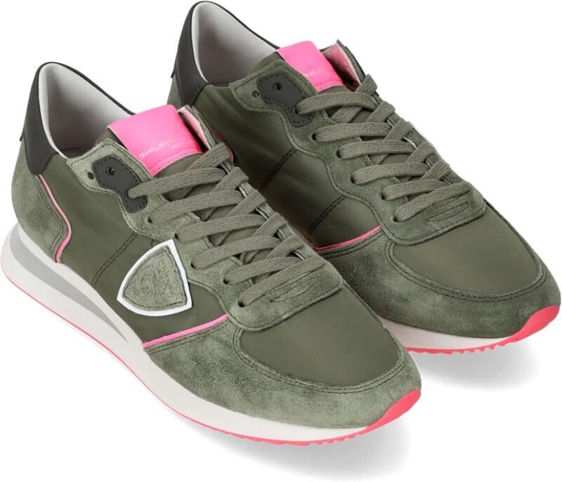Philippe Model Bekijk hier de Tzld- Tropez X WN29 MONDIAL NEON-MILITAIRE van by SHUZ sneakers lage-sneakers dames WN29 MONDIAL NEON-MILITAIRE Suede Comb - Foto 2