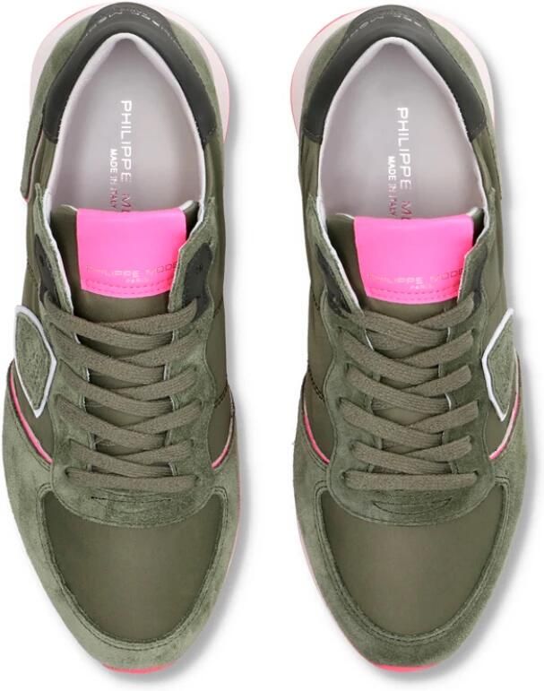 Philippe Model Bekijk hier de Tzld- Tropez X WN29 MONDIAL NEON-MILITAIRE van by SHUZ sneakers lage-sneakers dames WN29 MONDIAL NEON-MILITAIRE Suede Comb - Foto 3