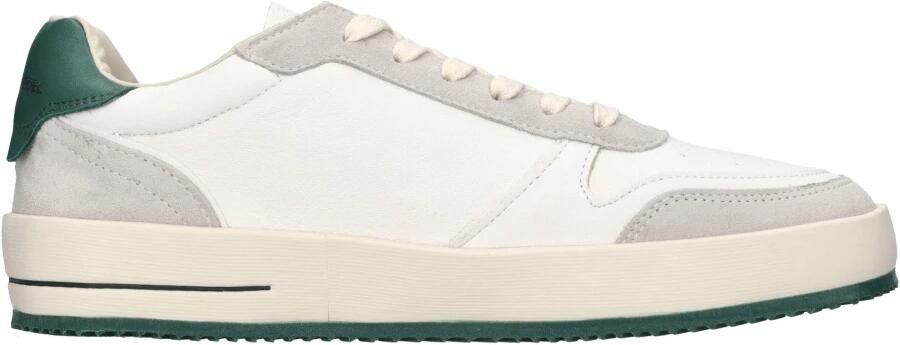 Philippe Model Witte Leren Sneakers Ronde Neus Logo Detail White Heren