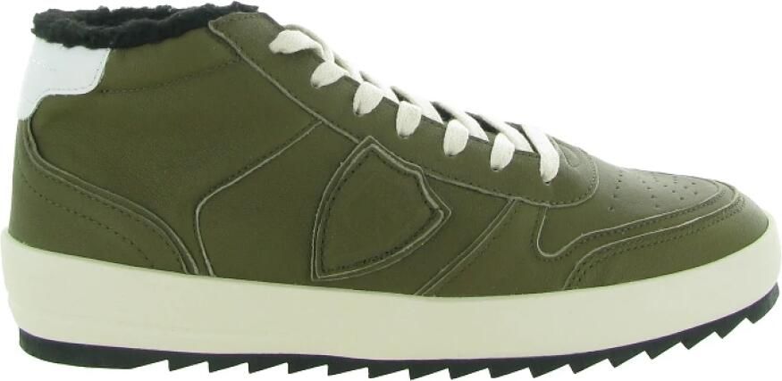 Philippe Model Stijlvolle Mid-Top Schoenen Green Heren - Foto 3