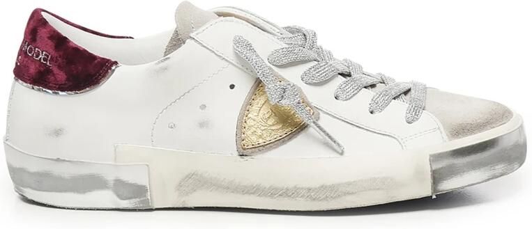 Philippe Model Suède Veterschoenen Wit Bordeaux