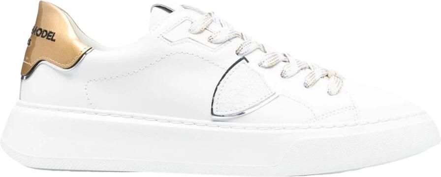 Philippe Model Elegante witte en gouden sneakers voor vrouwen White Dames