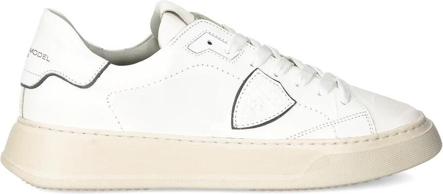 Philippe Model Leren sneakers met logoplaatje White Heren