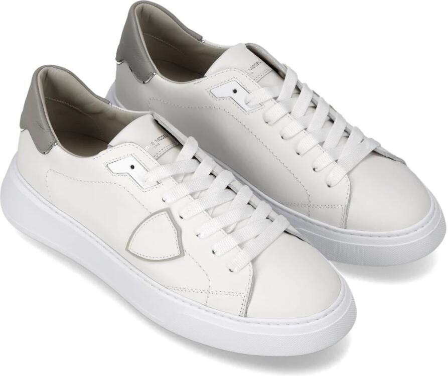Philippe Model Sneakers BTLU VZ02 TEMPLE LOW MAN-VEAU CERF BLANC GRIS - Foto 2
