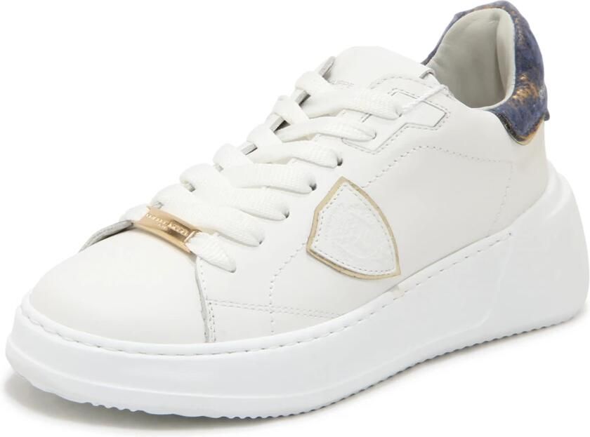 Philippe Model Sneakers van kalfsleer met metallic hiel White Dames