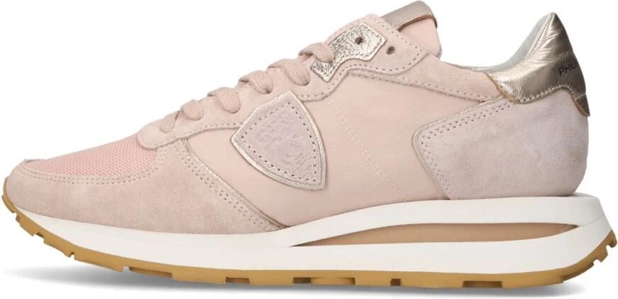 Philippe Model Tropez Haute Low Woman Sneakers Suède Dames Roze