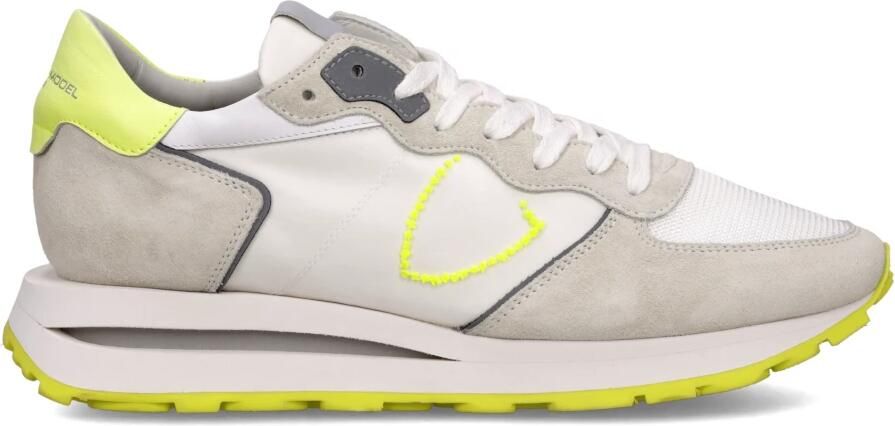 Philippe Model Vintage Stijl Sneakers Wit Geel Multicolor Heren