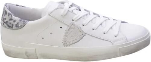 Philippe Model Witte leren sneakers met zilveren details