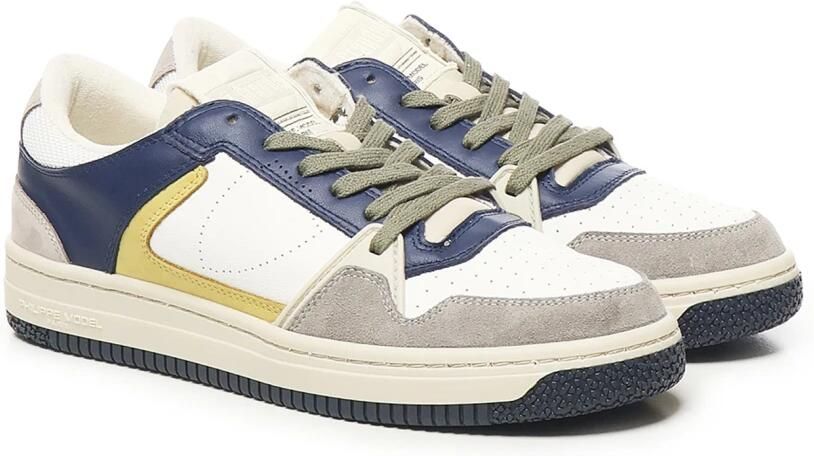 Philippe Model Witte Sneakers met Suède Details