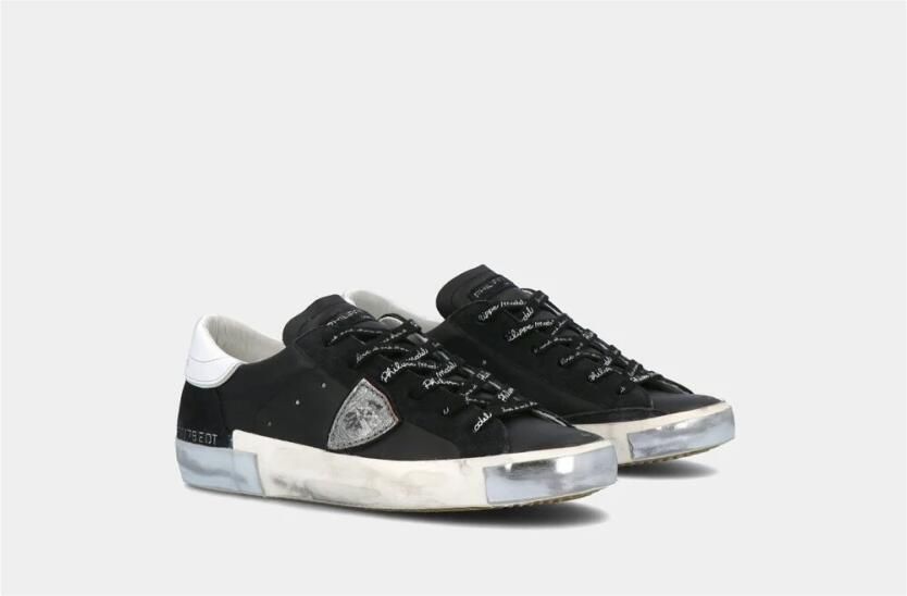 Philippe Model Zwarte en zilveren leren en suède Paris X Sneakers Black - Foto 3