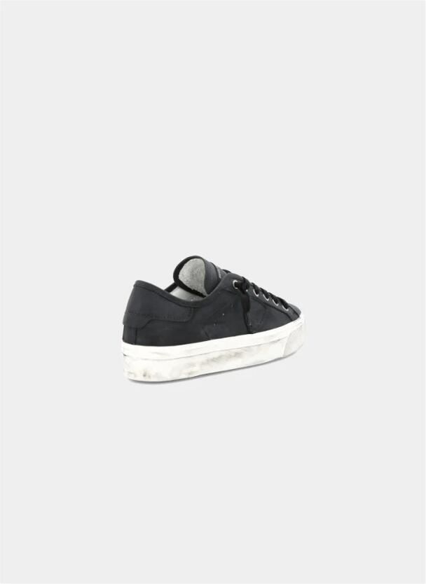 Philippe Model Zwarte Sneakers met Versleten Effect Zwart Dames