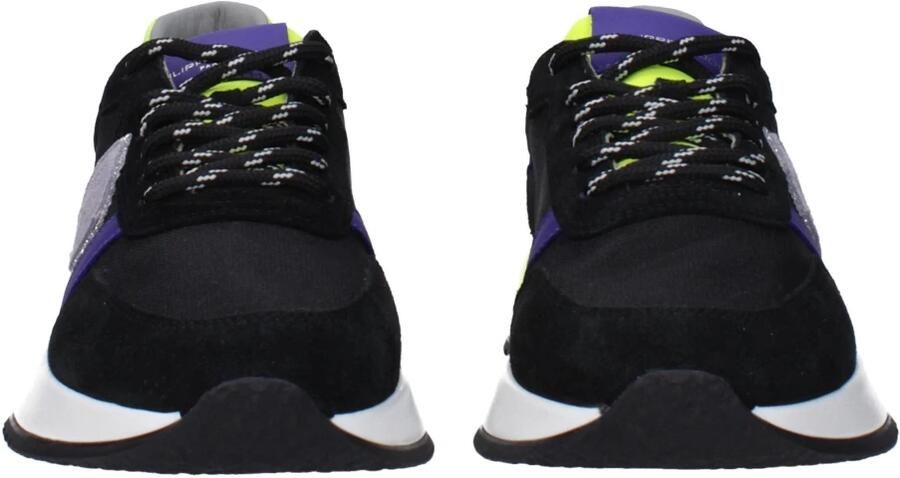 Philippe Model Zwarte Stoffen Atletische Sneakers Vintage Effect