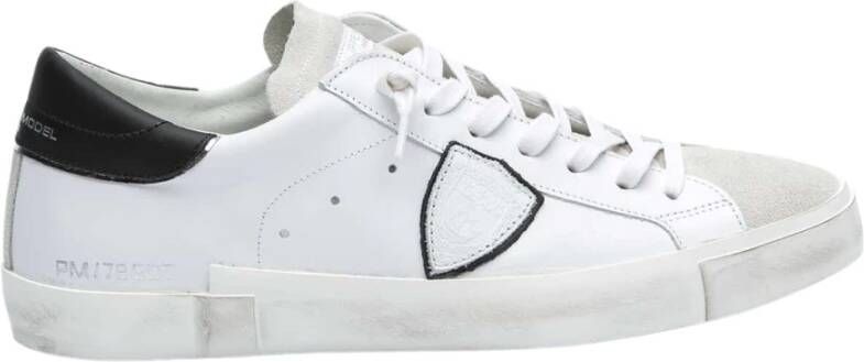 Philippe Model Witte Leren Sneakers met Iconisch Zij Schild White Heren