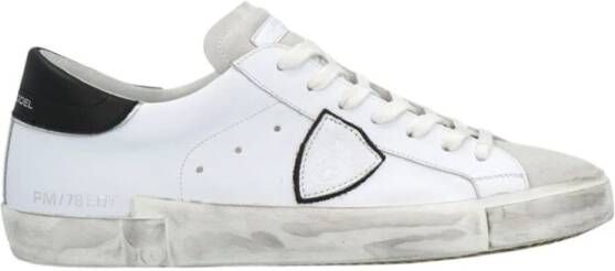 Philippe Model Witte Leren Sneakers met Iconische Details White Heren