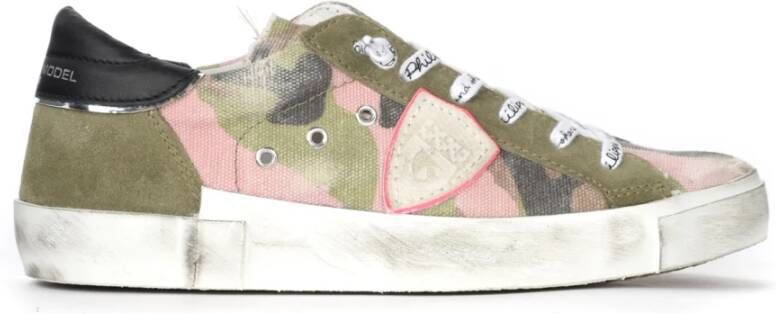 Philippe Model Sneakers Paris X With Green And Pink Camouflage Groen Dames