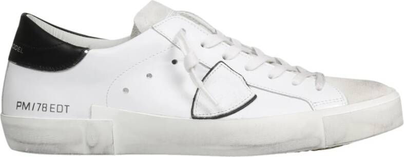 Philippe Model Witte Leren Sneakers met Iconisch Zij Schild White Heren