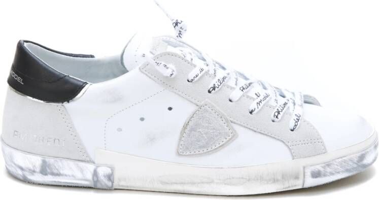 Philippe Model Paris X Sneaker van leer en wit suède met zwarte spoiler Wit - Foto 17