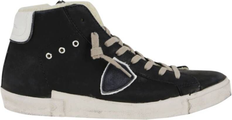 Philippe Model Zwarte High Top Sneakers met Distressed Details Black