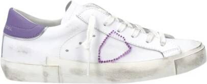 Philippe Model Glitterleren Sneakers met Voor- en Zijlogo White Dames