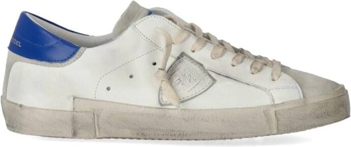 Philippe Model Witte Vetersneakers met Distressed Finish White Heren